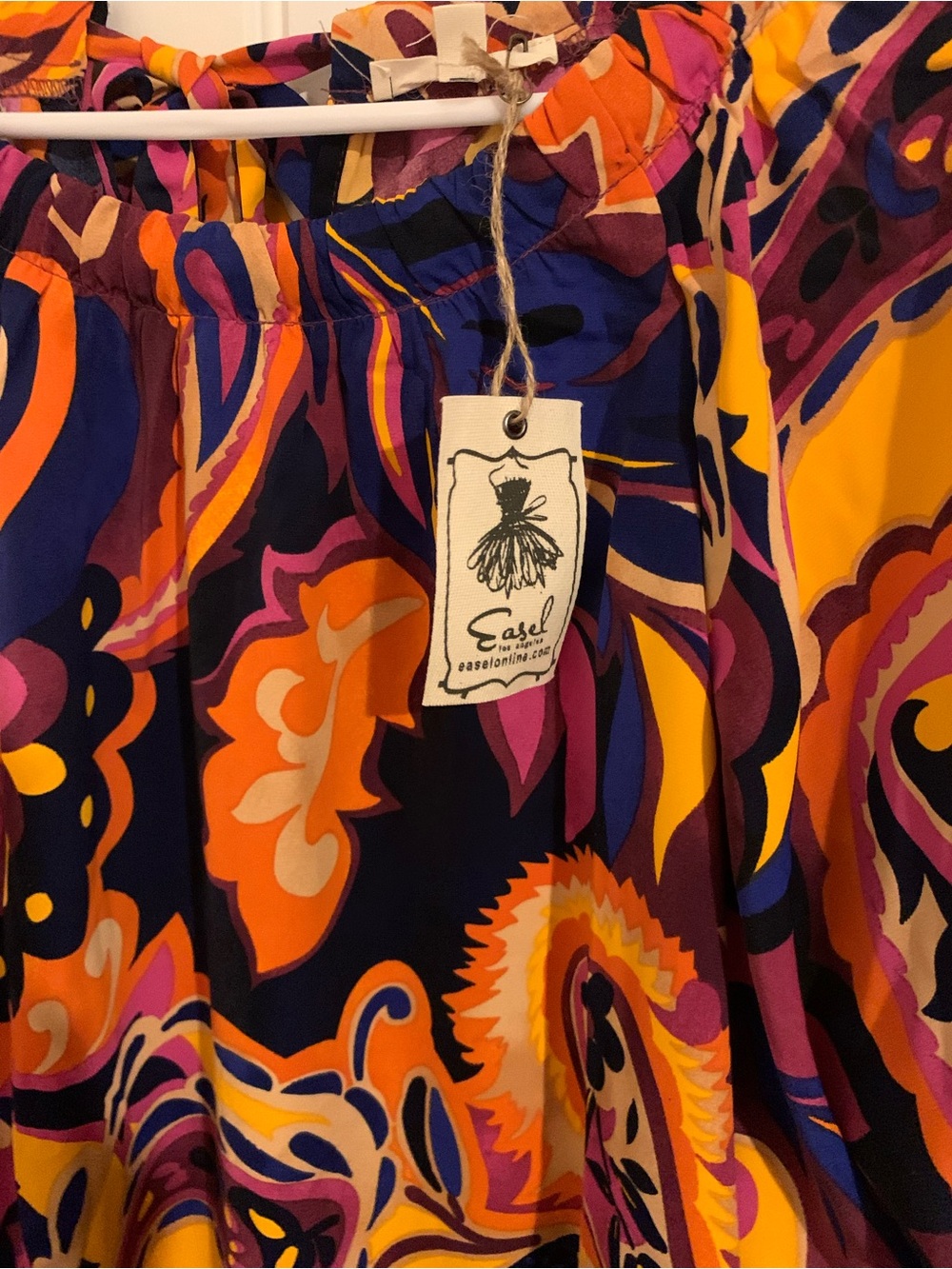 easel Orange Multicolor Paisley Off-Shoulder Tunic - Picture 2 of 2